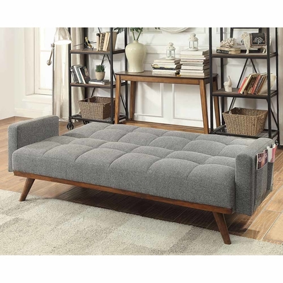 Μεταμορφωτέος καναπές Futon, γκρίζο ύφασμα λινής