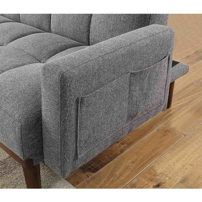 Μεταμορφωτέος καναπές Futon, γκρίζο ύφασμα λινής