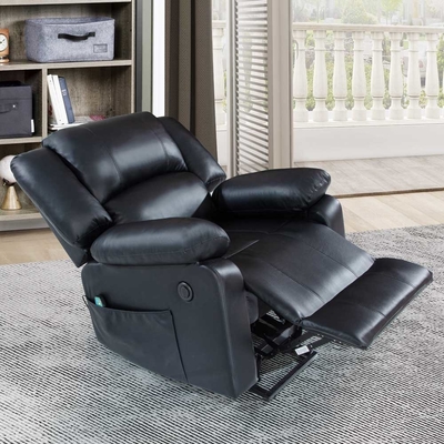 Κερέλα Power Lift Recliner με ρυθμιζόμενη λειτουργία μασάζ και σύστημα θέρμανσης, μαύρη ψεύτικη δερμάτινη κάμερα