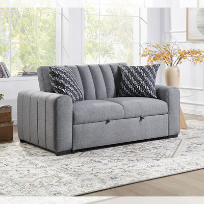 Καναπές-κρεβάτι μετατρέψιμος πλήρους μεγέθους, άνετο αναδιπλούμενο κρεβάτι με ρυθμιζόμενη πλάτη, καναπές φουτόν, γκρι ύφασμα