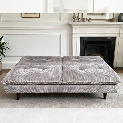 Μετατρέψιμος καναπές Futon, γκρι Corduroy ύφασμα
